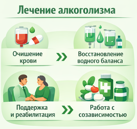 лечение алкоголизма в Рославле этапы
